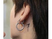 Angel Number Tattoo Ideas Behind Ear