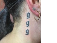 Angel Number Tattoo Ideas Behind Ear