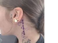 Angel Number Tattoo Ideas Behind Ear