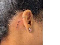 Angel Number Tattoo Ideas Behind Ear